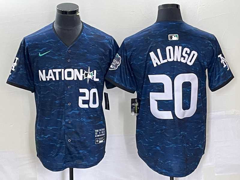 Men%27s New York Mets #20 Pete Alonso Number Royal 2023 All Star Cool Base Stitched Baseball Jersey